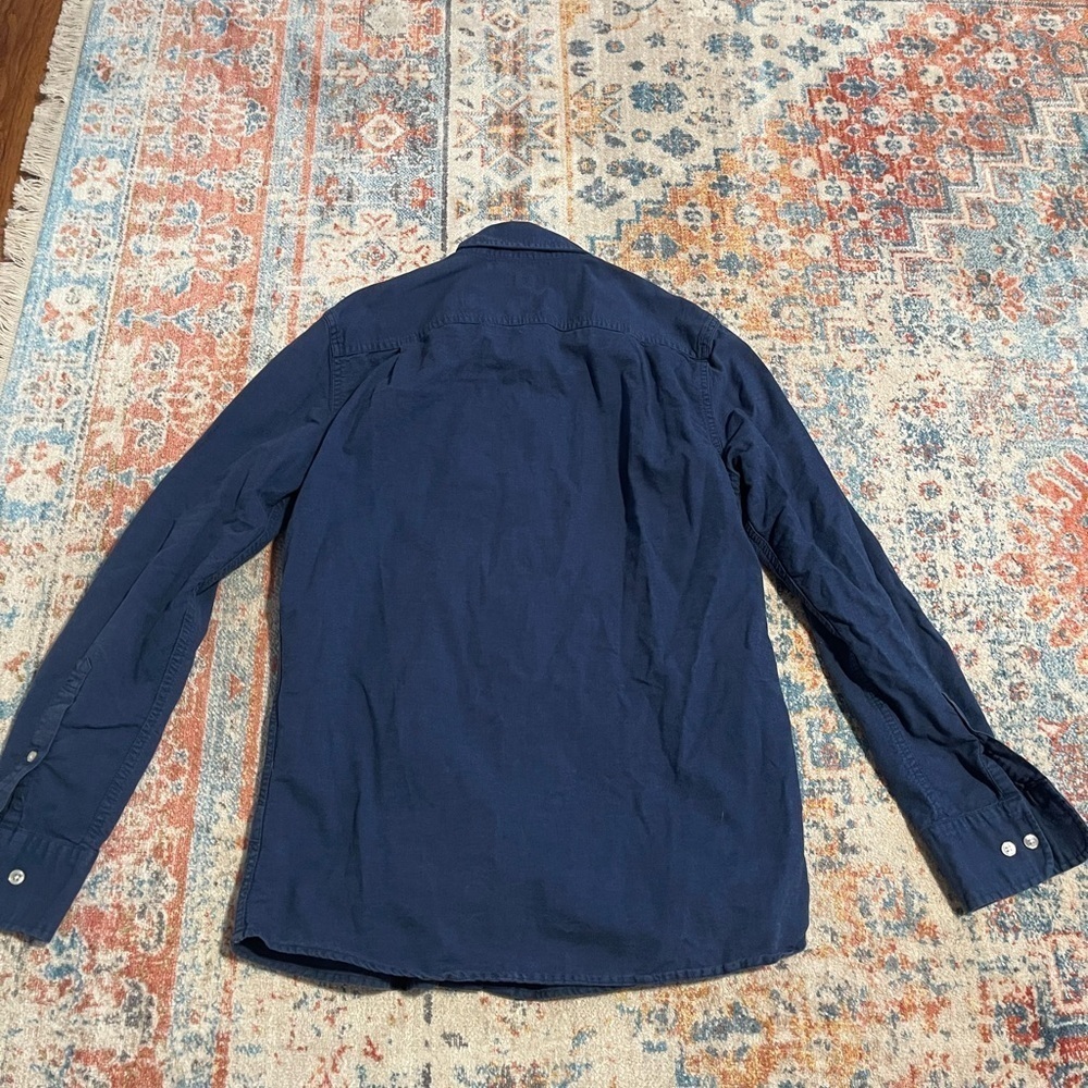 Sonoma dark blue soft cotton button-down shirt - Picture 4 of 5